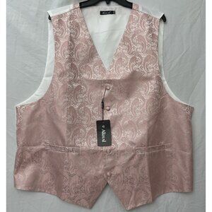 NWT Alizeal Men's Vest Button Paisley Floral Pink White Size 3XL